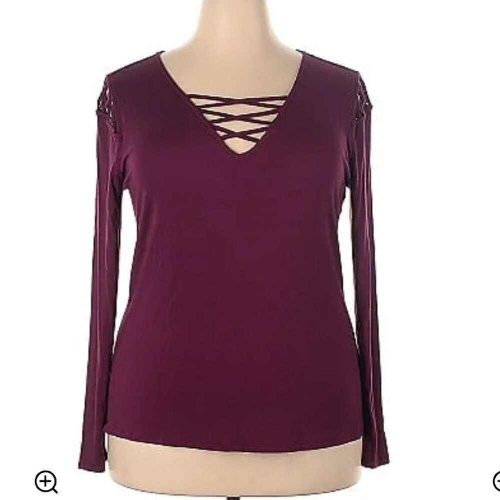 Rock and Republic Long Sleeve Top – Purple - XXL